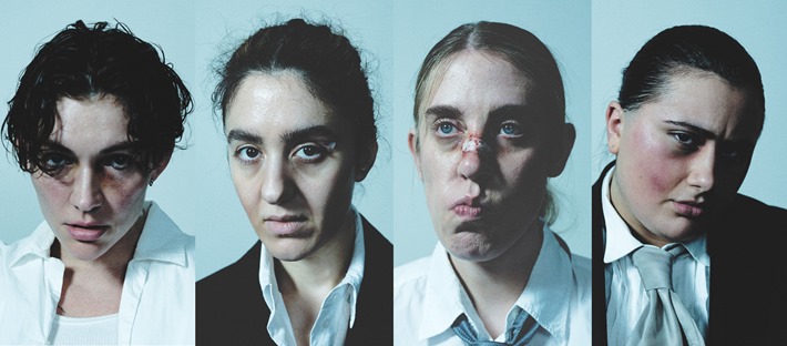 mandebilleder på række